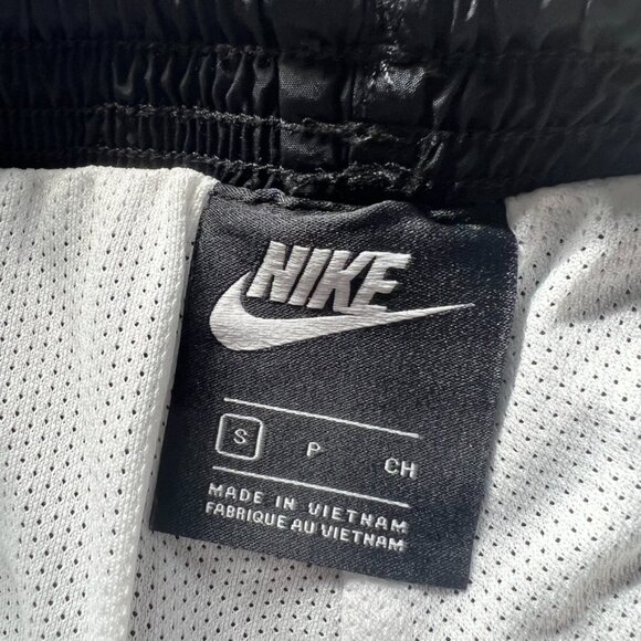 Vintage Style Nike Script Logo Track Pants Black White Y2K Baggy Joggers Small - Picture 4 of 9